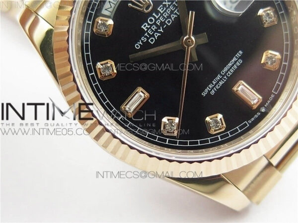 Day-Date 36 128239 RG BP Best Edition Black Crystal Markers Dial on RG President Bracelet – Bild 23