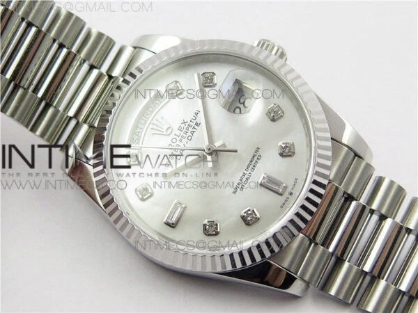 Day-Date 36 128239 SS BP Best Edition White MOP Crystal Markers Dial on SS President Bracelet – Bild 22