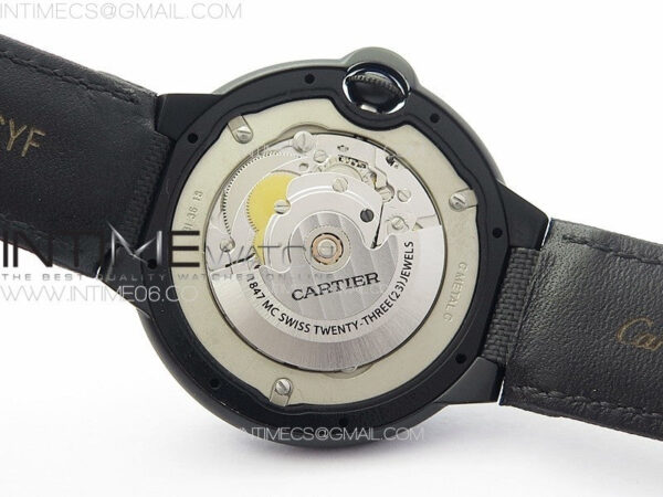 Ballon Bleu 42mm DLC K3F 1:1 Best Edition Black Texture Dial on Black Leather Strap A2824 – Bild 22