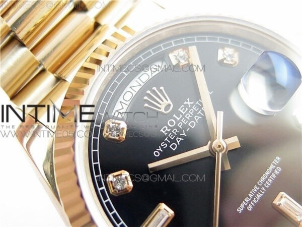 Day-Date 36 128239 RG BP Best Edition Black Crystal Markers Dial on RG President Bracelet – Bild 22