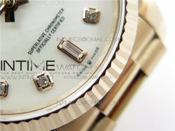 Day-Date 36 128239 RG BP Best Edition White MOP Crystal Markers Dial on RG President Bracelet – Bild 22