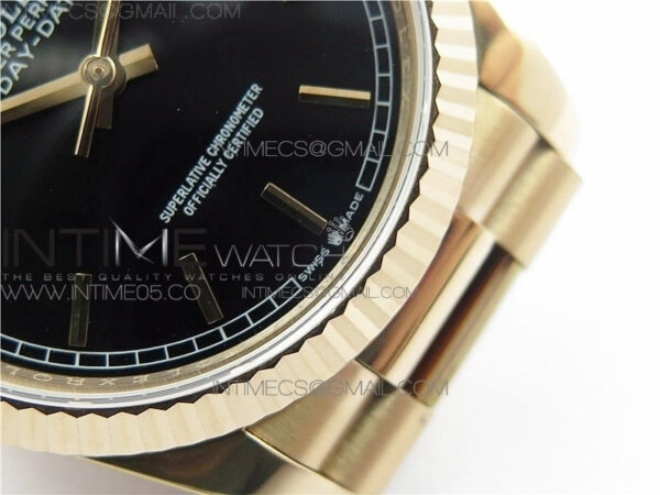 Day-Date 36 128239 RG BP Best Edition Black Sticks Markers Dial on RG President Bracelet – Bild 23