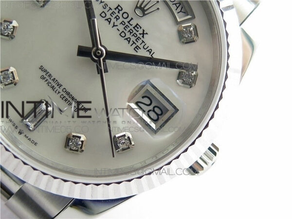 Day-Date 36 128239 SS BP Best Edition White MOP Crystal Markers Dial on SS President Bracelet – Bild 24