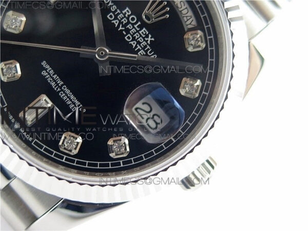 Day-Date 36 128239 SS BP Best Edition Black Crystal Markers Dial on SS President Bracelet – Bild 24
