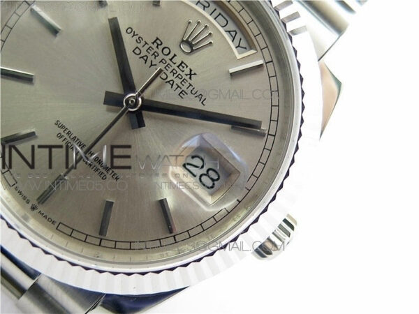 Day-Date 36 128239 SS BP Best Edition Silver Sticks Markers Dial on SS President Bracelet – Bild 25
