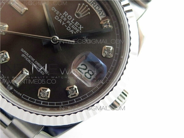 Day-Date 36 128239 SS BP Best Edition Brown Crystal Markers Dial on SS President Bracelet – Bild 24