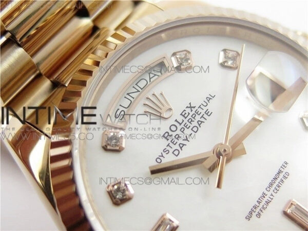 Day-Date 36 128239 RG BP Best Edition White MOP Crystal Markers Dial on RG President Bracelet – Bild 25