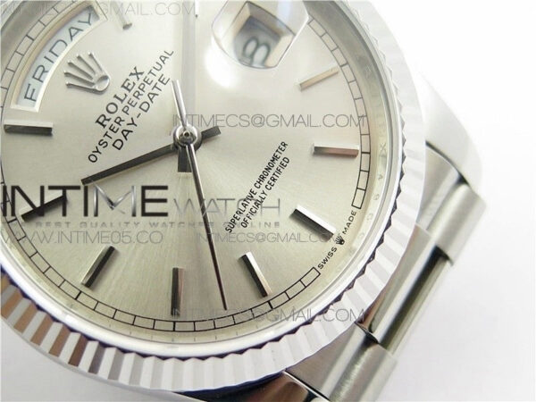 Day-Date 36 128239 SS BP Best Edition Silver Sticks Markers Dial on SS President Bracelet – Bild 24