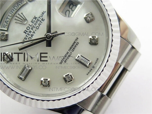 Day-Date 36 128239 SS BP Best Edition White MOP Crystal Markers Dial on SS President Bracelet – Bild 25
