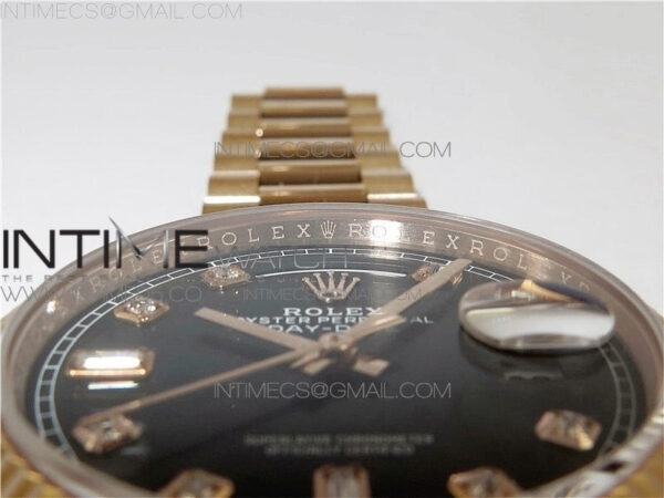 Day-Date 36 128239 RG BP Best Edition Black Crystal Markers Dial on RG President Bracelet – Bild 26