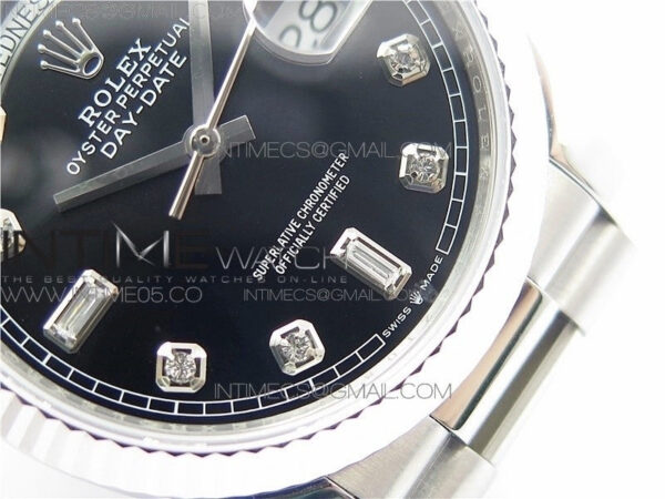 Day-Date 36 128239 SS BP Best Edition Black Crystal Markers Dial on SS President Bracelet – Bild 26