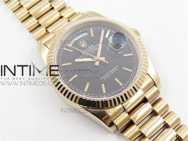 Day-Date 36 128239 RG BP Best Edition Black Sticks Markers Dial on RG President Bracelet – Bild 26