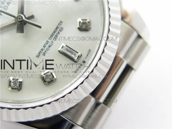 Day-Date 36 128239 SS BP Best Edition White MOP Crystal Markers Dial on SS President Bracelet – Bild 26