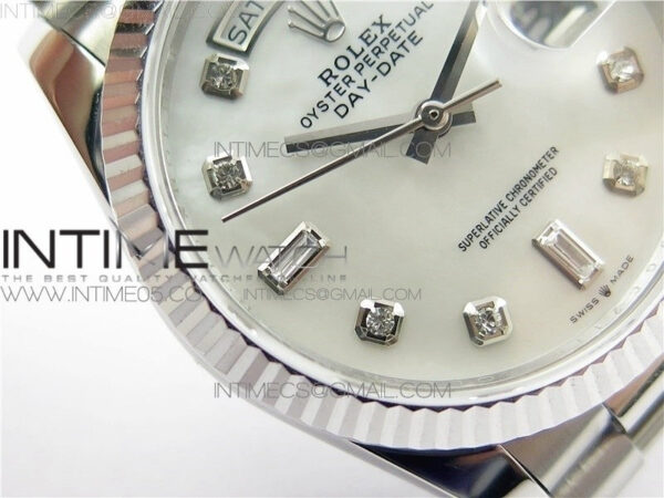 Day-Date 36 128239 SS BP Best Edition White MOP Crystal Markers Dial on SS President Bracelet – Bild 27