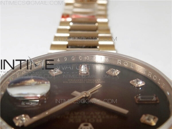Day-Date 36 128239 RG BP Best Edition Brown Crystal Markers Dial on RG President Bracelet – Bild 27