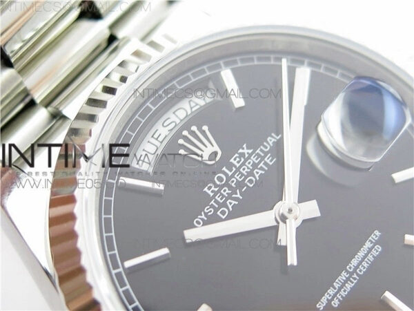 Day-Date 36 128239 SS BP Best Edition Black Stick Markers Dial on SS President Bracelet – Bild 27