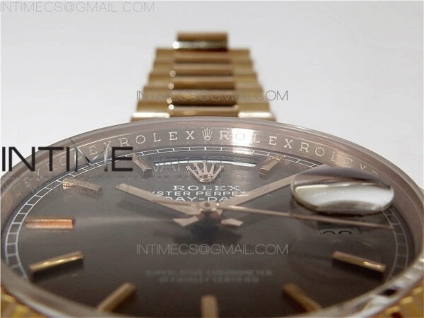 Day-Date 36 128239 RG BP Best Edition Gray Sticks Markers Dial on RG President Bracelet – Bild 27