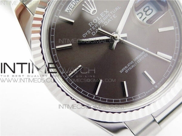 Day-Date 36 128239 SS BP Best Edition Brown Sticks Markers Dial on SS President Bracelet – Bild 27