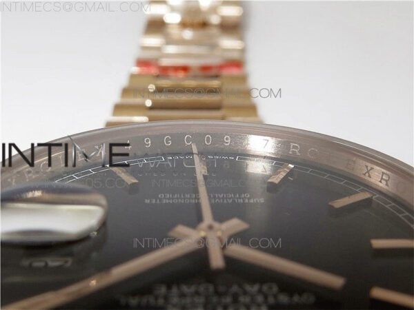 Day-Date 36 128239 RG BP Best Edition Black Sticks Markers Dial on RG President Bracelet – Bild 28