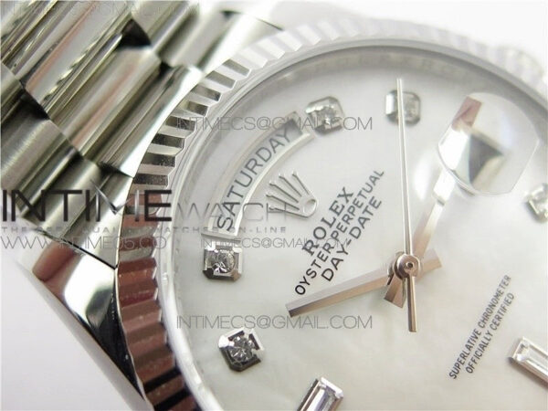 Day-Date 36 128239 SS BP Best Edition White MOP Crystal Markers Dial on SS President Bracelet – Bild 28