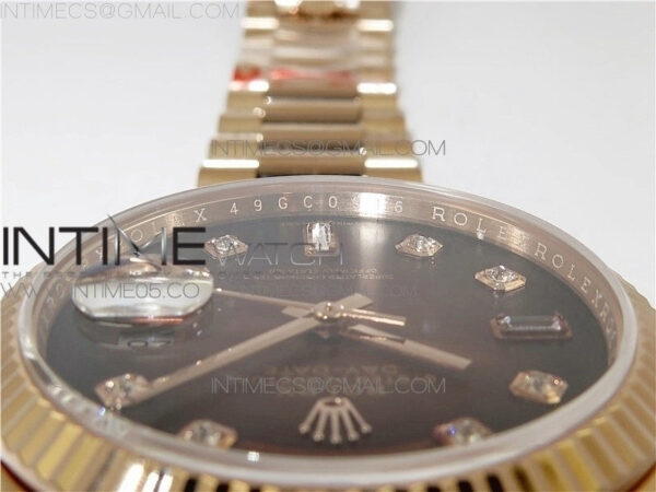 Day-Date 36 128239 RG BP Best Edition Brown Crystal Markers Dial on RG President Bracelet – Bild 28