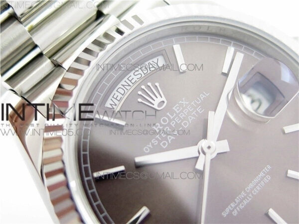 Day-Date 36 128239 SS BP Best Edition Brown Sticks Markers Dial on SS President Bracelet – Bild 28