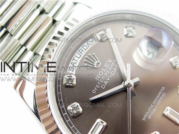 Day-Date 36 128239 SS BP Best Edition Brown Crystal Markers Dial on SS President Bracelet – Bild 29