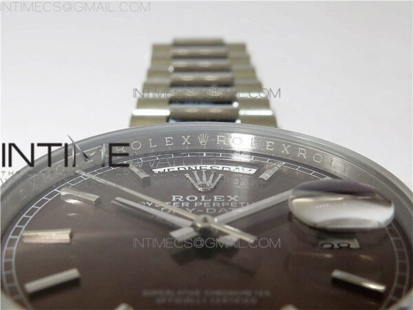 Day-Date 36 128239 SS BP Best Edition Brown Sticks Markers Dial on SS President Bracelet – Bild 31