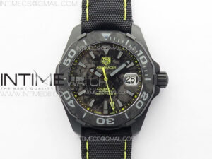 Aquaracer Calibre 5 PVD 41mm TARF 1:1 Best Edition Carbon/Yellow Dial on Black Nylon Strap SW200