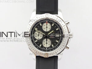 Challenger Chronograph SS Black Dial on Rubber Strap A7750 (Free rubber strap)