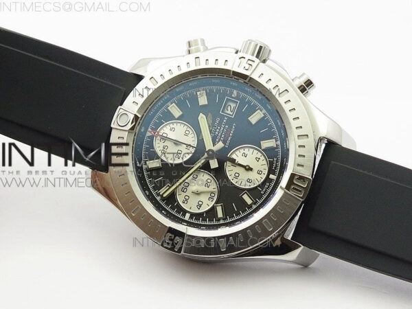 Challenger Chronograph SS Black Dial on Rubber Strap A7750 (Free rubber strap) – Bild 2