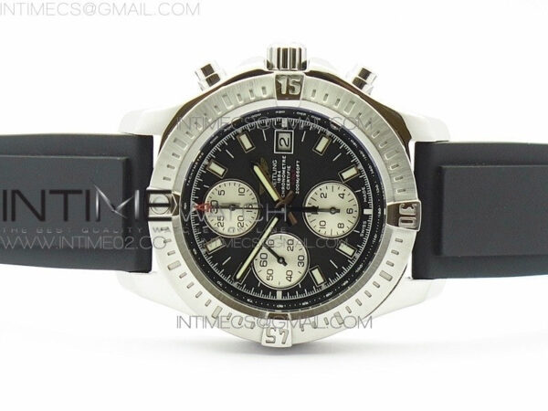 Challenger Chronograph SS Black Dial on Rubber Strap A7750 (Free rubber strap) – Bild 3