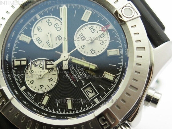 Challenger Chronograph SS Black Dial on Rubber Strap A7750 (Free rubber strap) – Bild 4