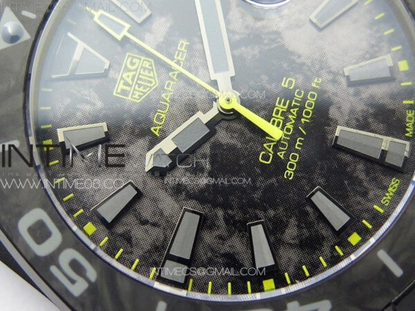 Aquaracer Calibre 5 PVD 41mm TARF 1:1 Best Edition Carbon/Yellow Dial on Black Nylon Strap SW200 – Bild 6