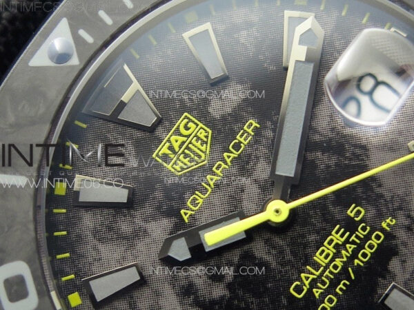 Aquaracer Calibre 5 PVD 41mm TARF 1:1 Best Edition Carbon/Yellow Dial on Black Nylon Strap SW200 – Bild 7