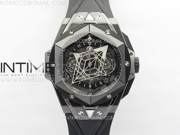 Big Bang Sang Bleu II Black Ceramic ZF Best Edition on Black Rubber Strap A1240