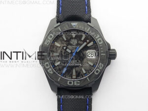 Aquaracer Calibre 5 PVD 41mm TARF 1:1 Best Edition Carbon/Blue Dial on Black Nylon Strap SW200