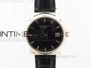 Calatrava 5227 BP Version RG Black Dial on Black Leather Strap Japanese MIYOTA 9015 PP324CS