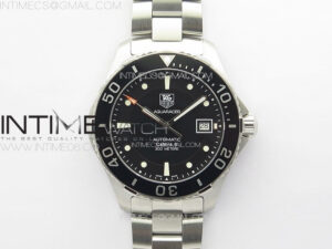 Aquaracer Calibre 5 41.5mm TARF 1:1 Best Edition Black Dial Black Bezel on SS Bracelet SW200