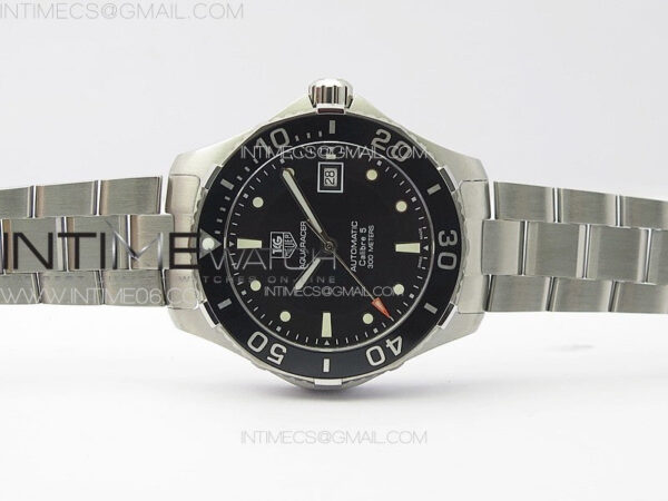 Aquaracer Calibre 5 41.5mm TARF 1:1 Best Edition Black Dial Black Bezel on SS Bracelet SW200 – Bild 3