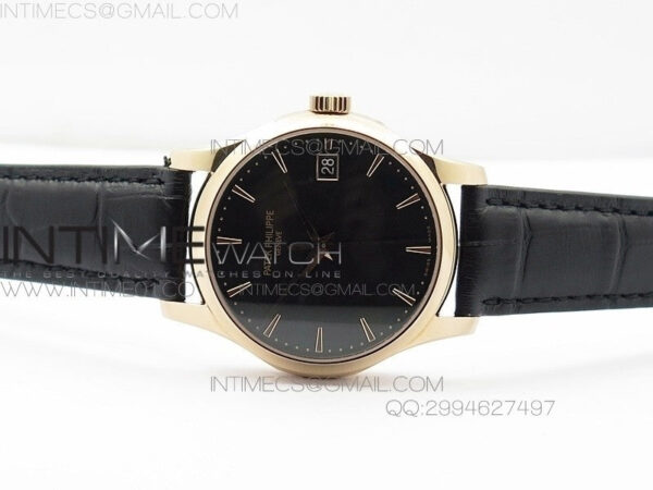 Calatrava 5227 BP Version RG Black Dial on Black Leather Strap Japanese MIYOTA 9015 PP324CS – Bild 3
