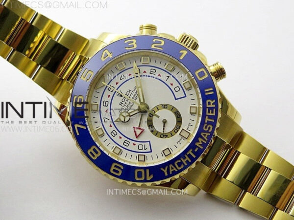 YachtMaster II 116688 Blue Ceramic Bezel YG KF 1:1 Best Edition White Dial on YG Bracelet A7750 – Bild 4