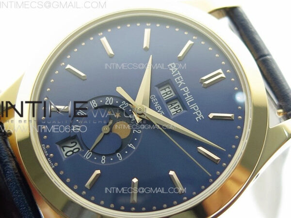 Annual Calendar Moonphase 5396 RG PPF 1:1 Best Edition Blue Dial on Black Leather Strap PPF324 – Bild 4
