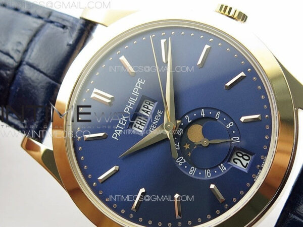 Annual Calendar Moonphase 5396 RG PPF 1:1 Best Edition Blue Dial on Black Leather Strap PPF324 – Bild 8