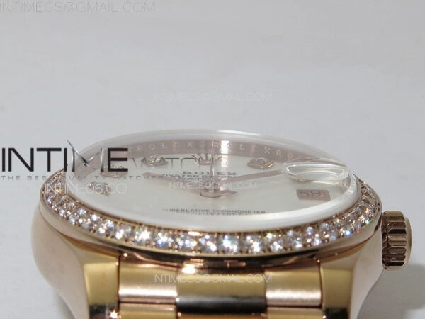 DateJust 31mm RG/Crystals Bezel APSF Best Edition White MOP Dial Crystals Markers on President Bracelet A2824 – Bild 9