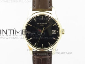 Calatrava 5227 BP Version YG Black Dial on Brown Leather Strap Japanese MIYOTA 9015 PP324CS