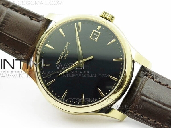 Calatrava 5227 BP Version YG Black Dial on Brown Leather Strap Japanese MIYOTA 9015 PP324CS – Bild 2