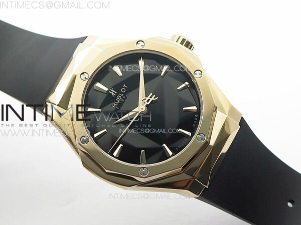 Big BangClassic Fusion Orlinski RG APSF 1:1 Best Edtion Facetd Black Dial on Black Rubber Strap A2892 to HUB1100 – Bild 2