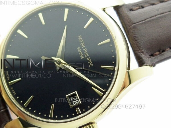 Calatrava 5227 BP Version YG Black Dial on Brown Leather Strap Japanese MIYOTA 9015 PP324CS – Bild 3