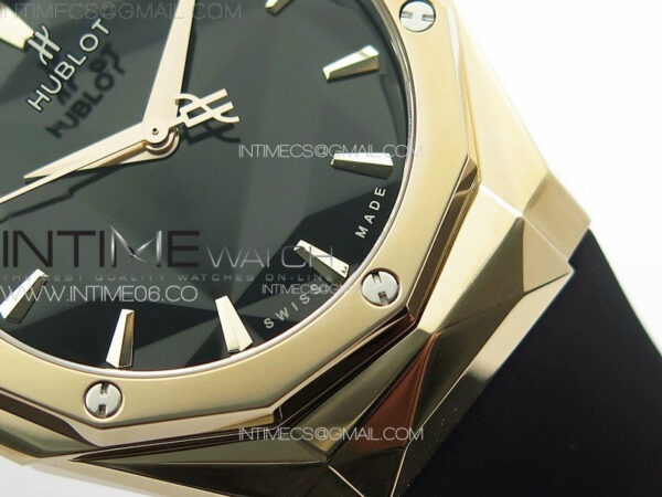 Big BangClassic Fusion Orlinski RG APSF 1:1 Best Edtion Facetd Black Dial on Black Rubber Strap A2892 to HUB1100 – Bild 6